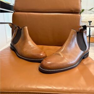 Nordstrom brand, brown leather men’s Chelsea boots. Size 10.5.